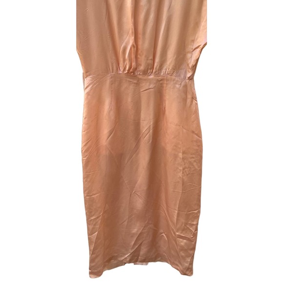 Vintage Wild Dress Peach Satin Button Down Dress - Picture 3 of 8